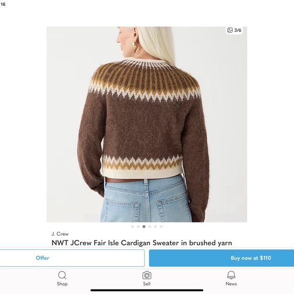 J. Crew Brown and White Fair Isle Cardigan - Picture 3 of 7